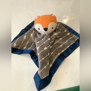 Parents Choice Orange/gray Fox Lovey Security Blanket Satin Edge Blankie Plush